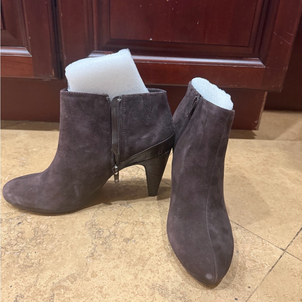Bella Vita Women's Suede Ankle Booties in Dark Brown